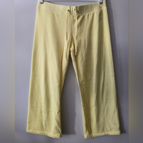 Juicy Couture Pants - Juicy Couture Velour Track Pants Womens XL Yellow Wide Leg Y2K Lounge